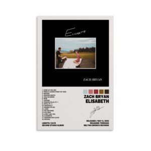 Zach Bryan Elisabeth album poster featuring dock scene cover art with complete 18-track listing and May 2020 release details